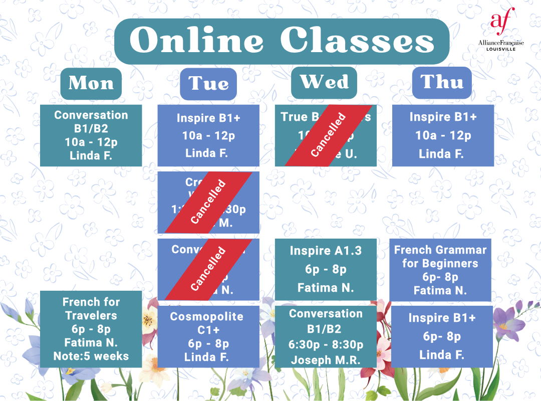 Online calendar at a glance spring 2026